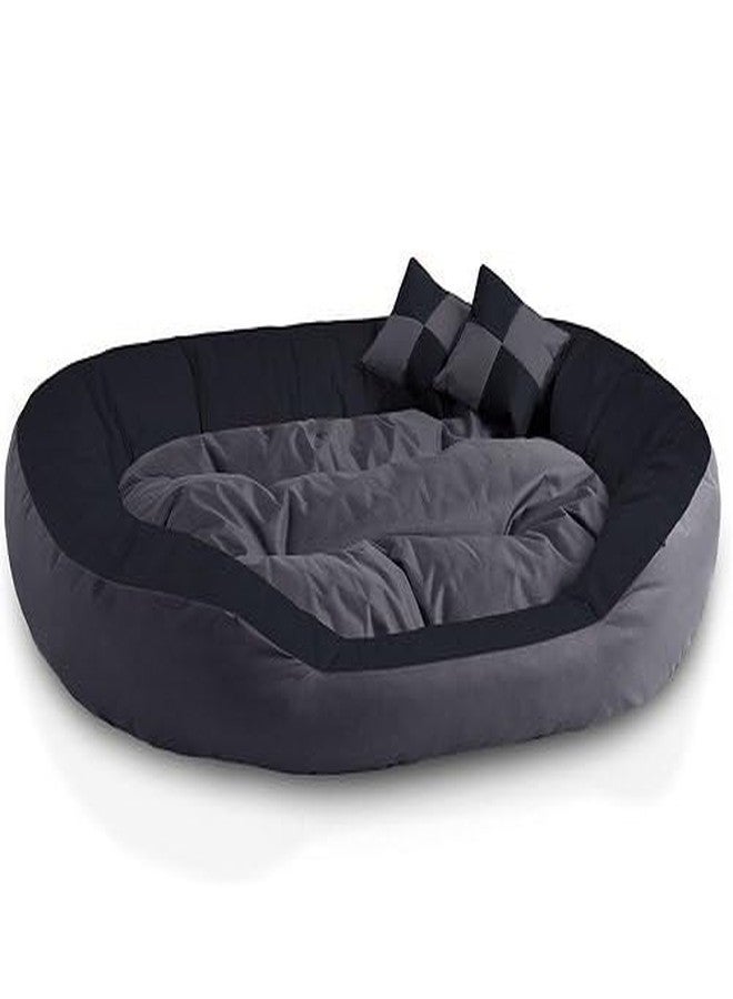 gorgeous Velvet Dog Beds for Small Medium Large XL XXXL Dogs, Rectangle Grey Black Color Washable Dog Bed for Large Medium Dogs - (L) - Image 1